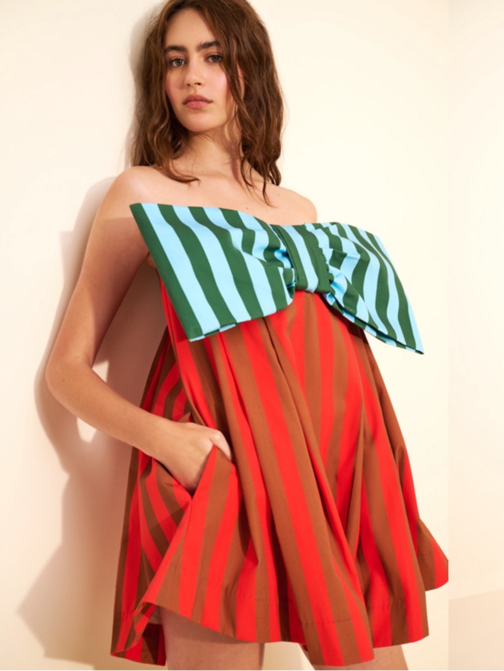 BOYKO Millie Striped Strapless Swing Mini Dress with Bow - Picture 2 of 9